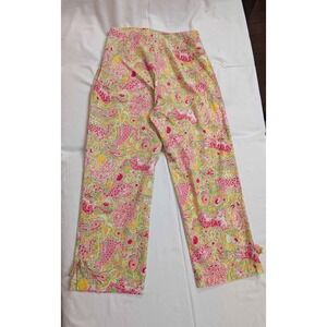 Key West Capri Pants Tropical Animal Print Women's Size 6 Cropped Bow Hem